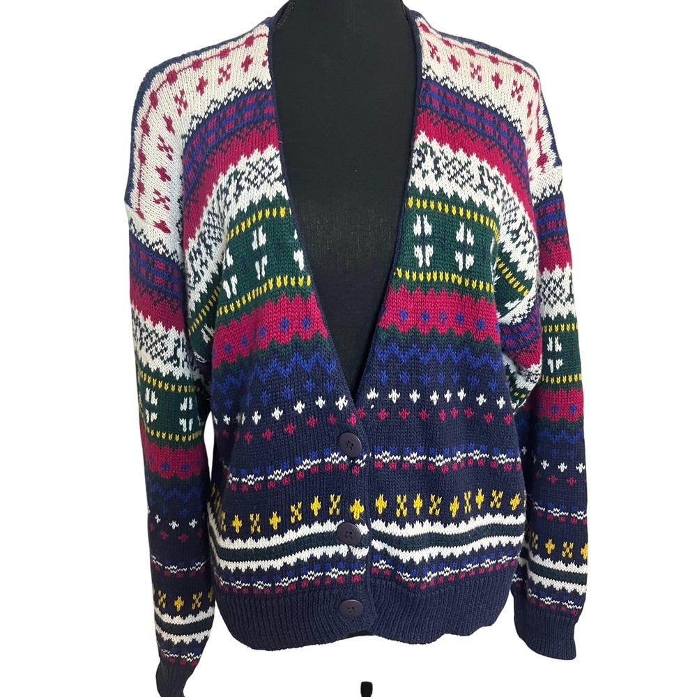 Vintage French Cardigan Ramie and Cotton Sweater by Paris International Size Med